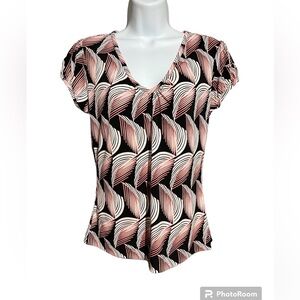 Worthington Black and Pink Patterned Blouse